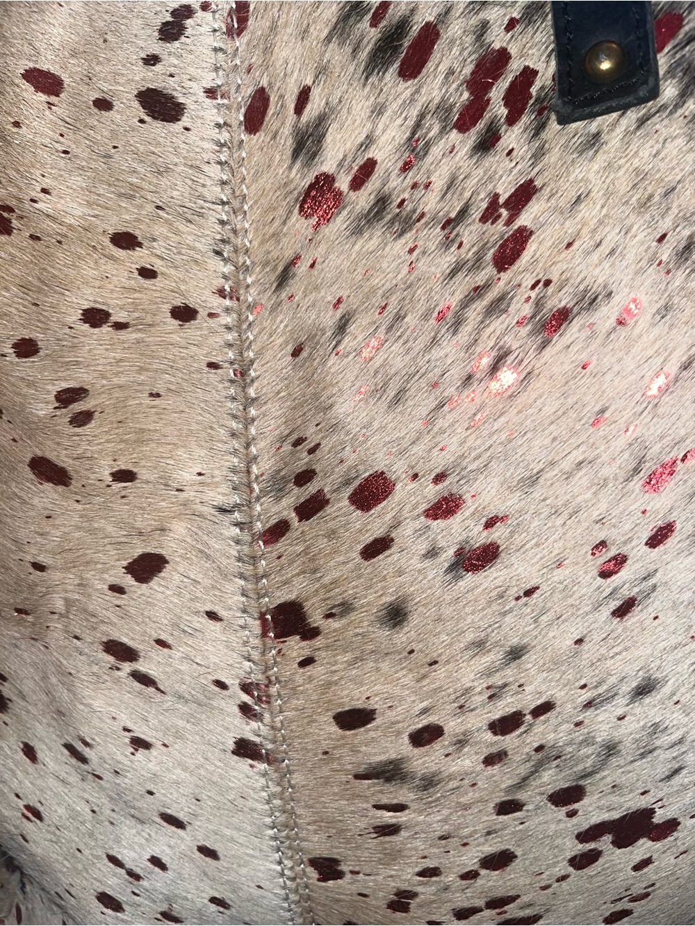 American Darling Speckled Cowhide Tote Bag with Brown Leather Straps - Picture 13 of 14